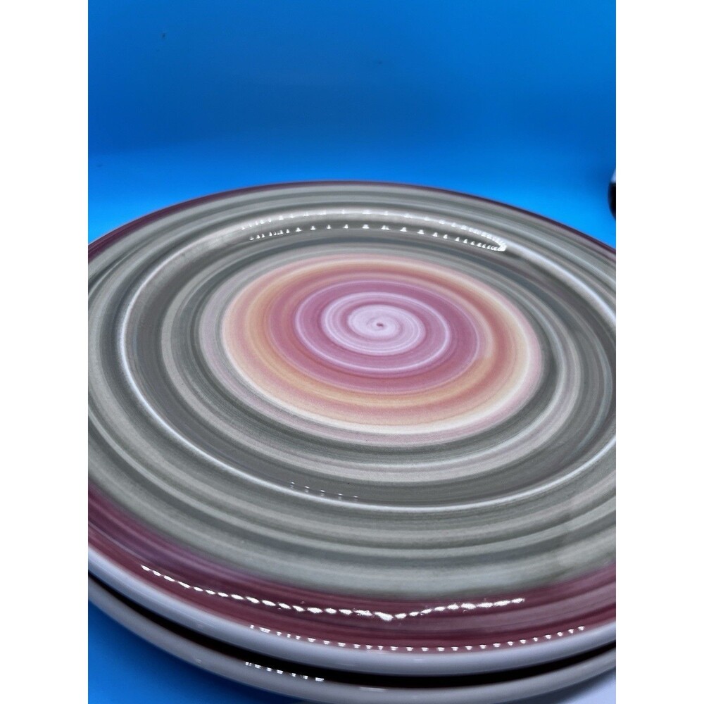 Pier 1 One Valencia 2 Large Dinner Plate Green Orange Rust Swirl Italy charger